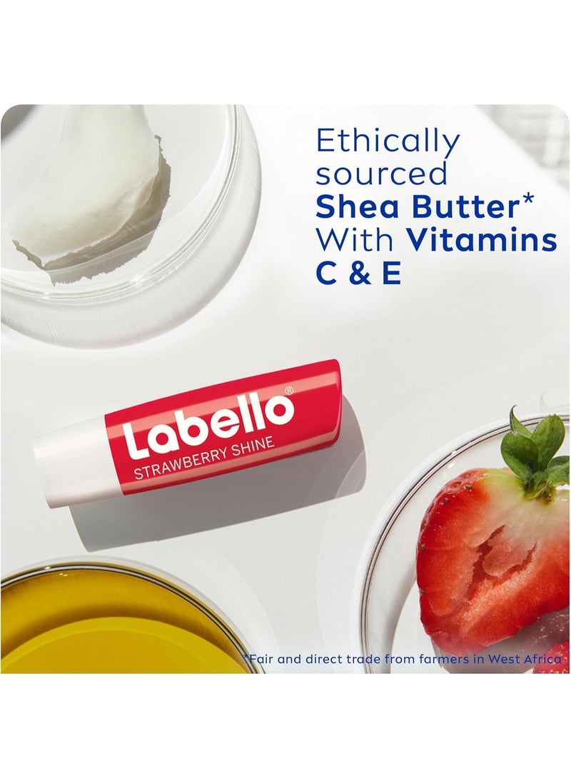 Labello Red Tined Strawberry Shine Lip Care With Shea Butter Pack Of 2 5.5ml - Image 4